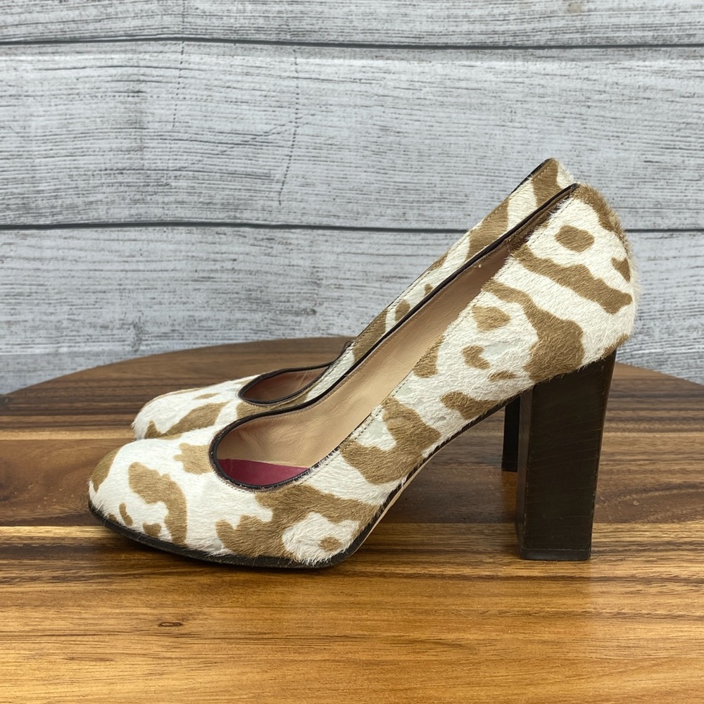 kate spade NY Animal Print Cow Calf Fur Block Pumps Heel Women’s Shoe Size 5 B